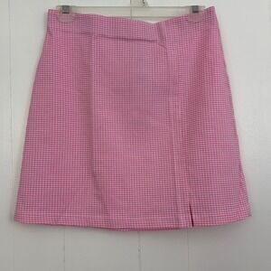 Topshop Pink Gingham Mini Skirt Side Slit US 6 27M22SPNK